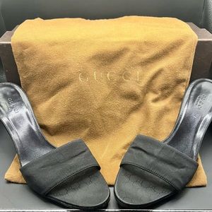 VINTAGE 90’s GUCCI MONOGRAM CANVAS SLIDE HEELS